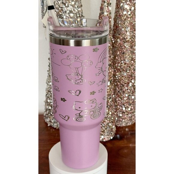 Hello Kitty Spring and Summer 40oz Tumbler Laser Engraved Traveling Cup - Picture 3 of 8